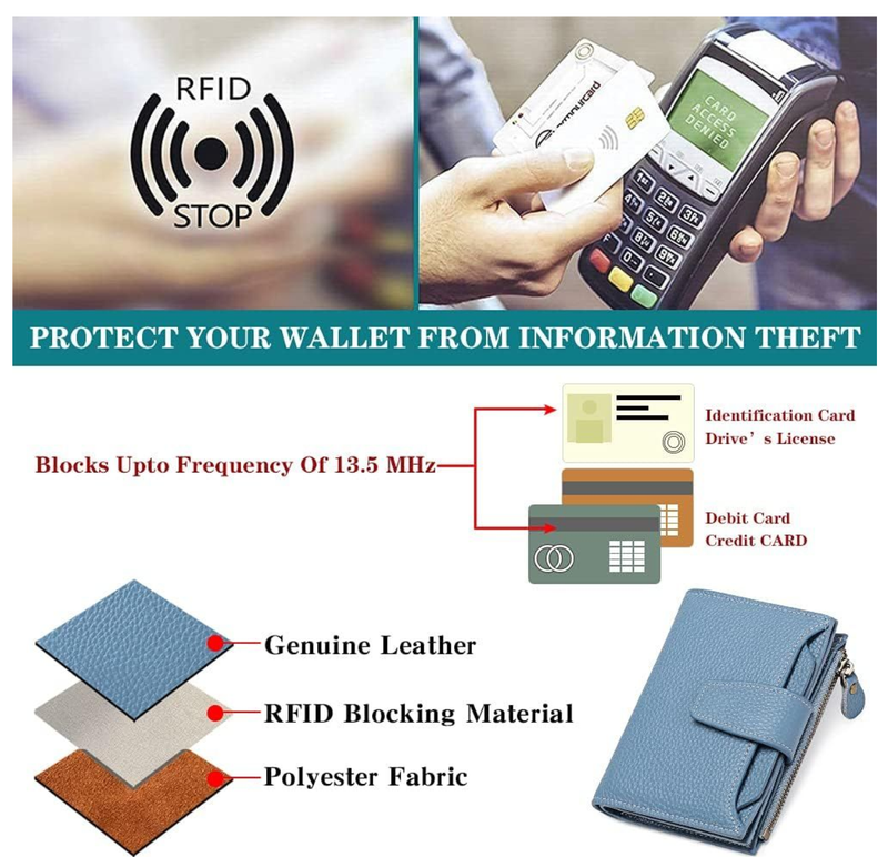 Small Wallet for Woman Genuine Leather Bifold Compact