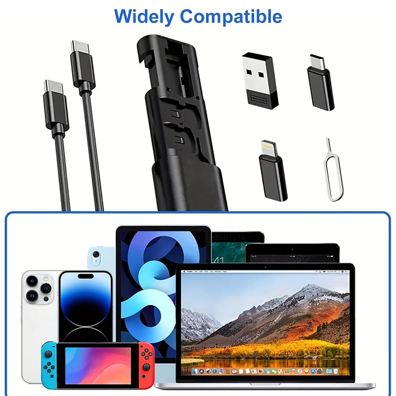 6-in-1 Ultra-Thin Travel Charging Cable – Type C, Lightning & Micro USB