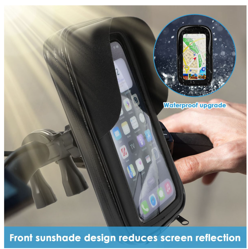 Bike Phone Holder Bag Waterproof Motorcycle Handlebar Bag Phone Mount - Handlebars