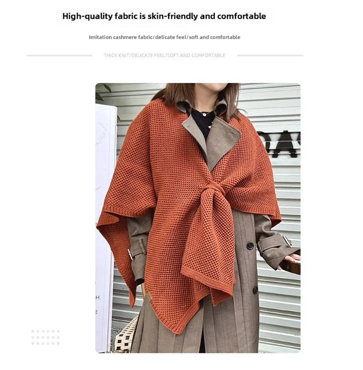 Vintage Cloak Sweater Autumn Winter New Comfortable Casual Loose Knitwear Cloak Outerwear