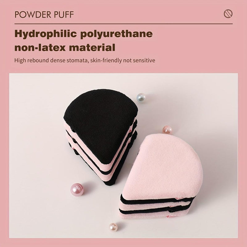 10-pack Reusable Triangular Powder Puffs - Soft Plush Sponge, Flocked Powder Puffs for Face Powder Makeup