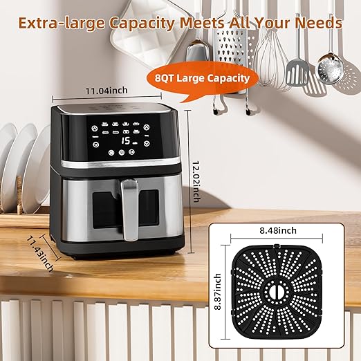 6.5L Large Digital Air Fryer with Window for Kitchen Use,Nonstick
