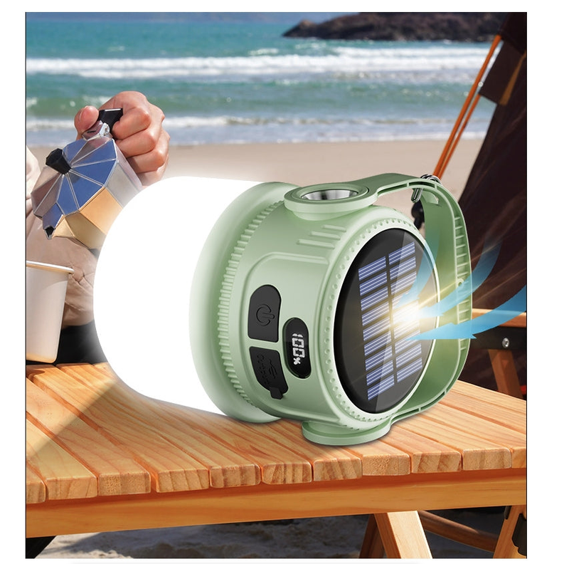 LED Camping Lamp Solar & USB Dual Light Source for Outdoor Garden BBQ