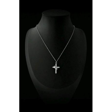 Stainless Steel Cross Rotated Crown Necklace for Woman