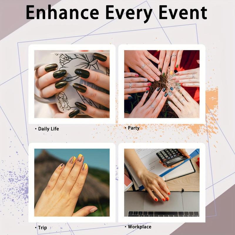 8-Sheet Glitter Nail Wrap Kit – Full Set with Cuticle Stick, Buffer & Pouch
