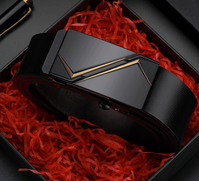 Men's Belt Luxurious PU Belts Men's Casual Fashion Toothless Automatic Simple Buckle Belts