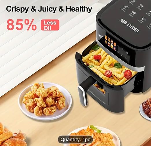 5.5L Digital Smart Air Fryer, Black, 8 Preset Programs with LCD Display