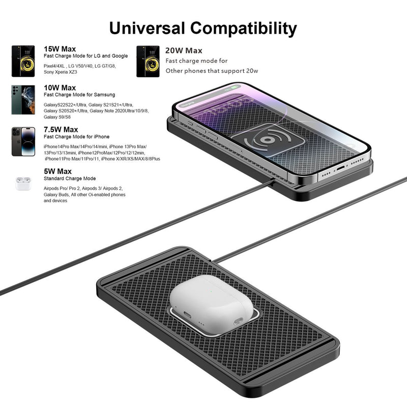 Car Wireless Charger Anti-slip Charging Pad For Mobile Phones