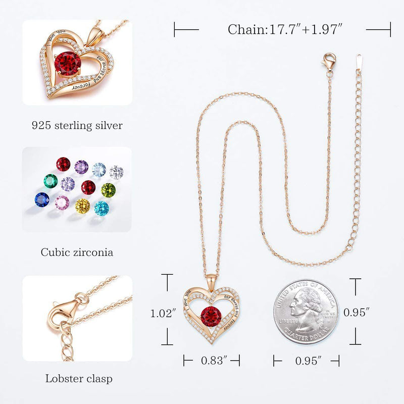Valentine's Crystal Rose Gold Heart Necklace for Woman