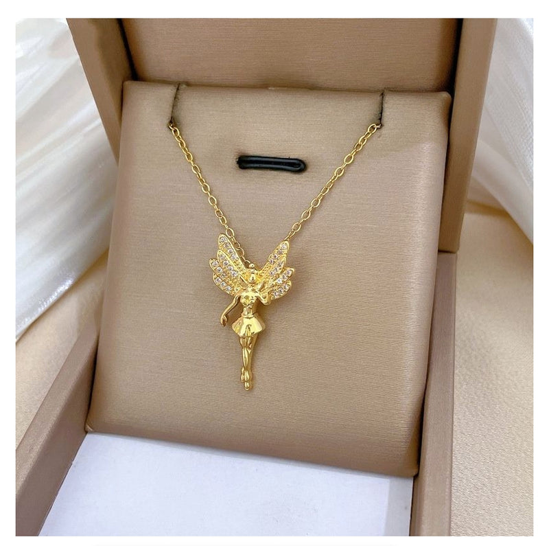 Exquisite Fashion Micro-inlaid Gorgeous Angel Wings Cute Necklace Charm