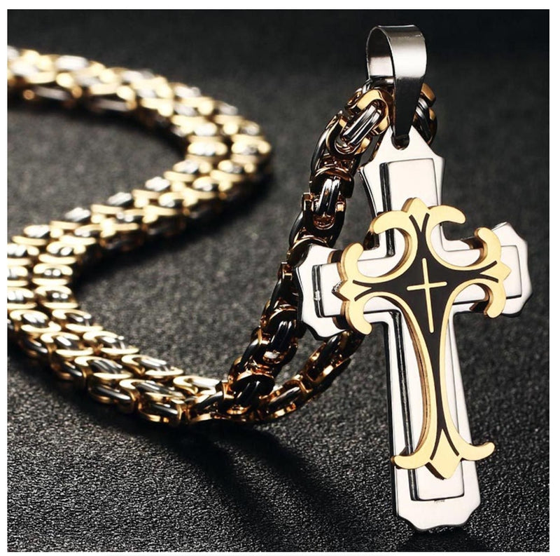 Cross Necklace Multi-layers Stainless Steel Cross Pendants Necklaces