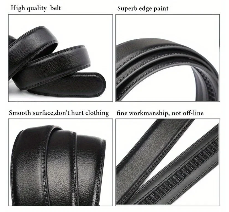 Fashion Automatic Buckle Belt PU Leather Black Male Jeans Belts for Men