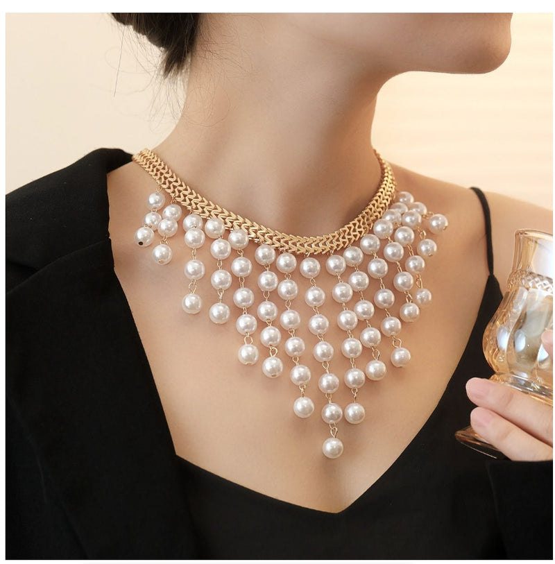 Long Pearl Tassel Necklace for Woman Trendy Elegant Creative Design - IPSTYLE