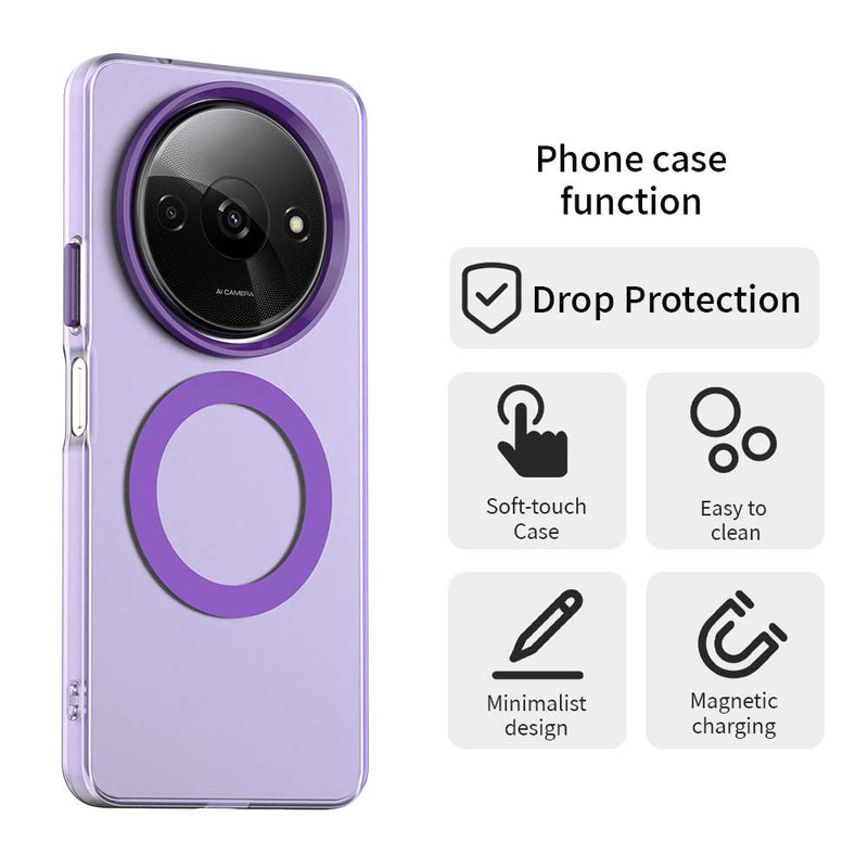 Phone Case for Xiaomi Redmi A3 4G, Compatible with Magsafe, Shockproof Magnetic Case Cover