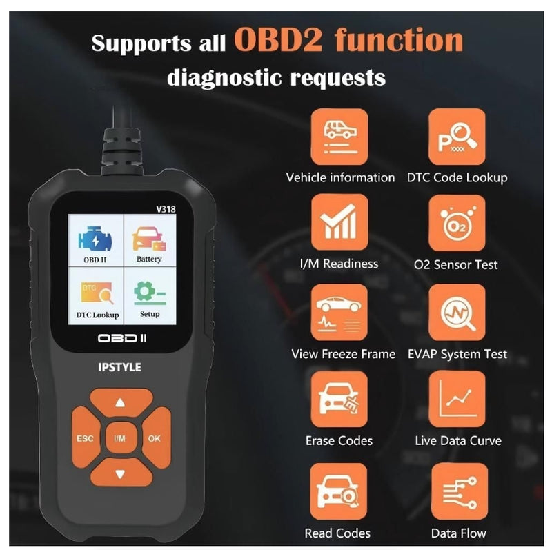 V318 OBD2 Scanner Car Fault Diagnostic Instrument Engine Reading Clear