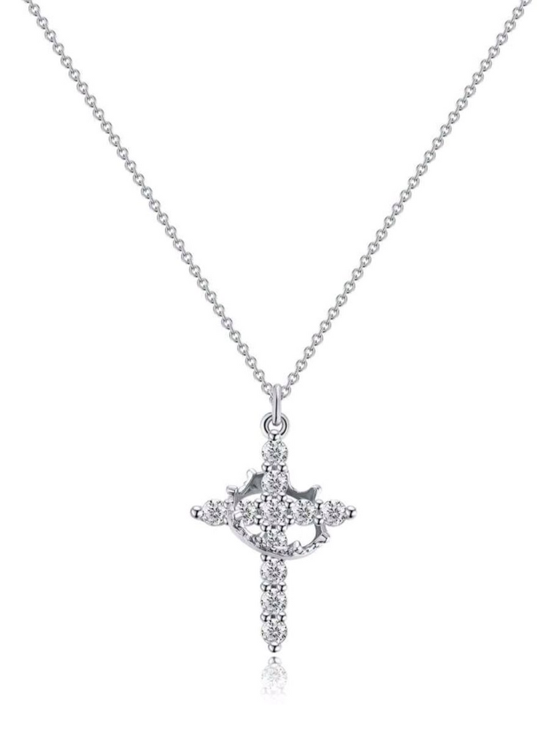 IPSTYLE Crown Pendant Cross Necklace - Popular with Chain