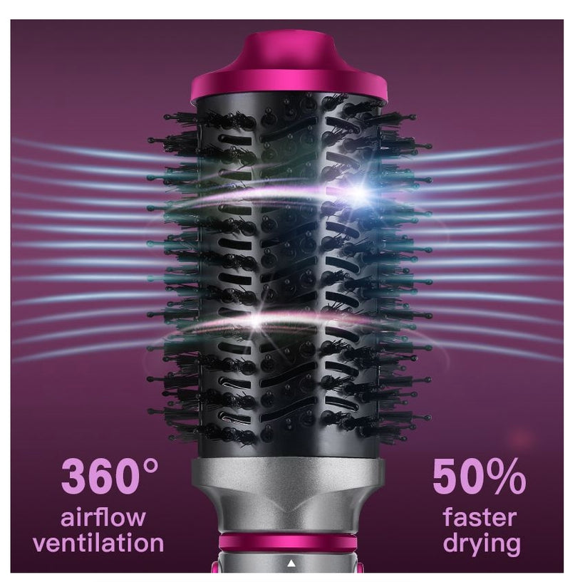 Hair Dryer Hot Air Brush Replaceable Head Straightener Curler Comb Roller