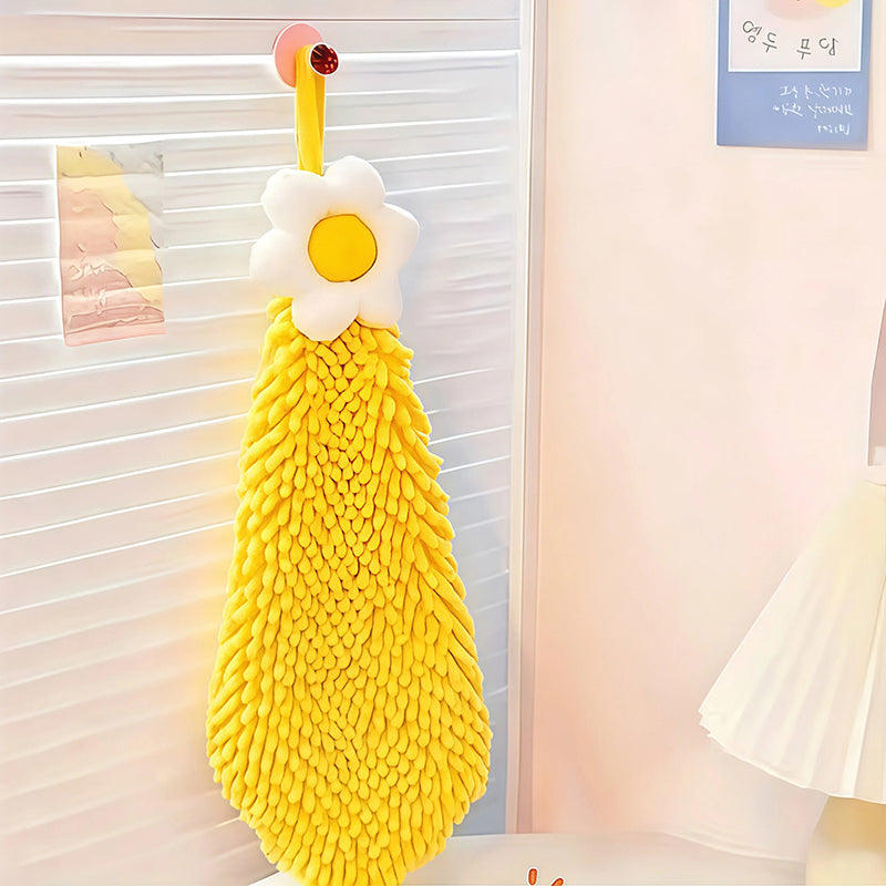 Cute Flower Hand Towel, Ultra-Soft Chenille Hanging Hand Drying Cloth - I PCS