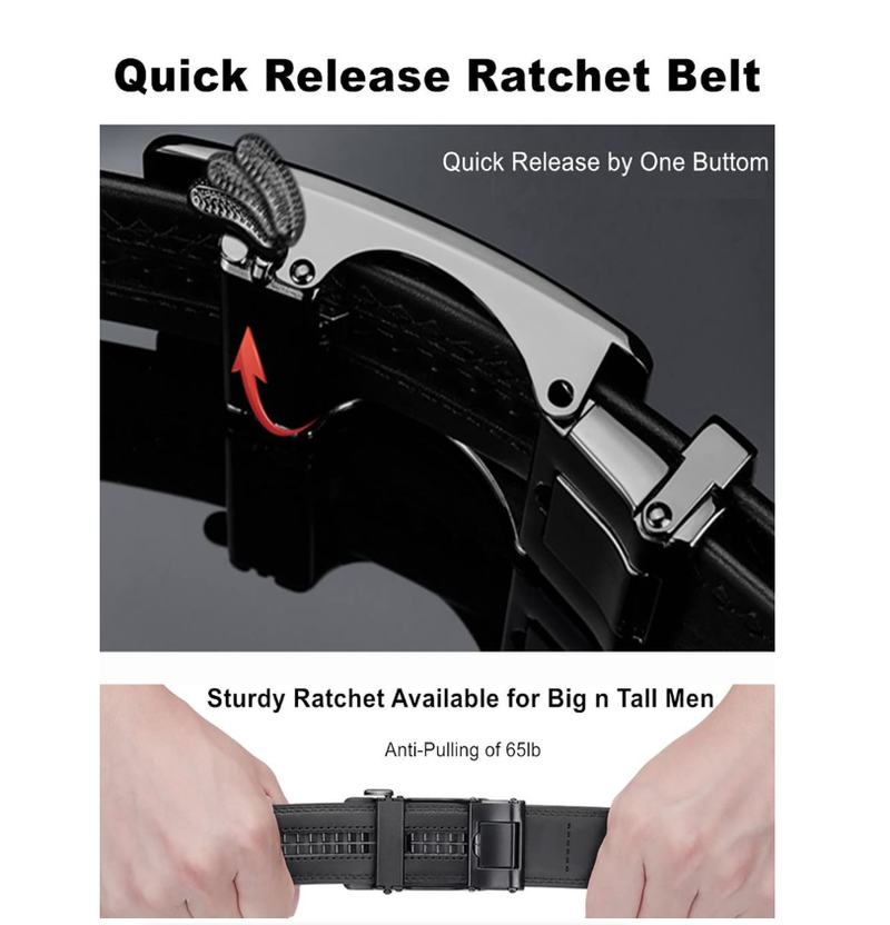 Leather belt men Genuine Leather Belts, Automatic Buckle Belt, Adjustable No Hole Belt Jeans Belt