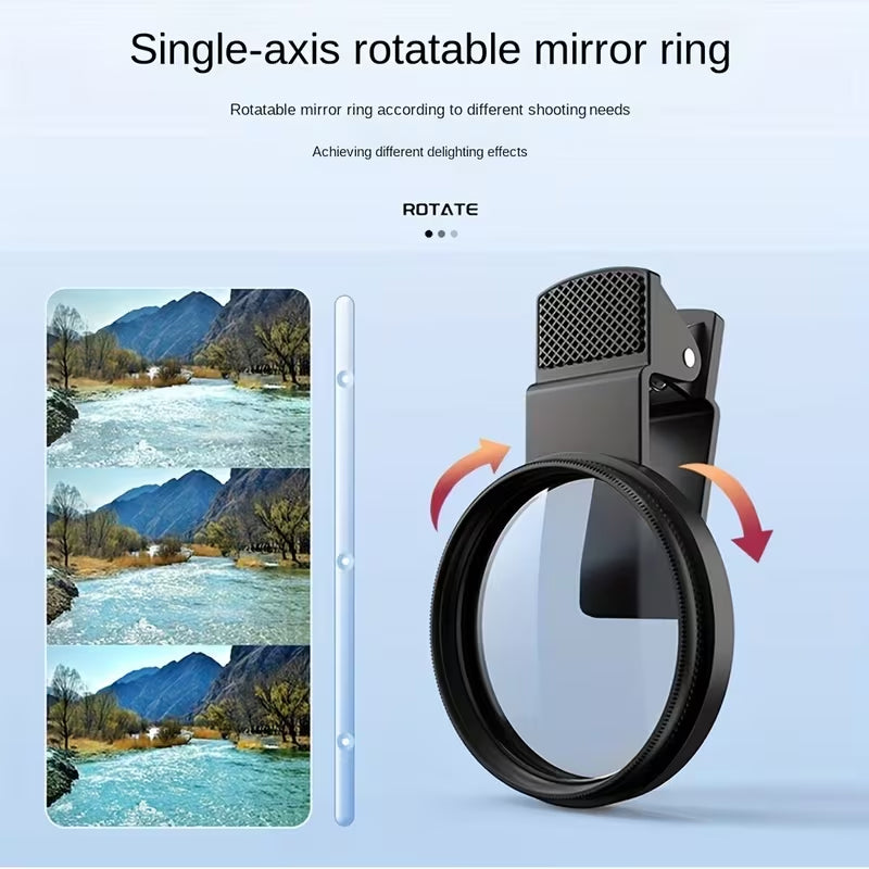 1Piece 52Mm Clip-On Cpl Phone Camera Filter, Circular Polarizer Lens For Smartphones