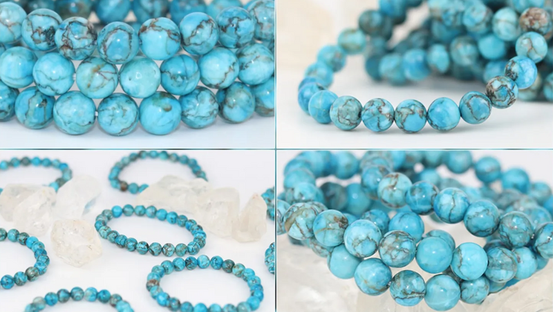 Natural Gemstone Bracelet 8mm Round Beads Healing Magnesite Turquoise