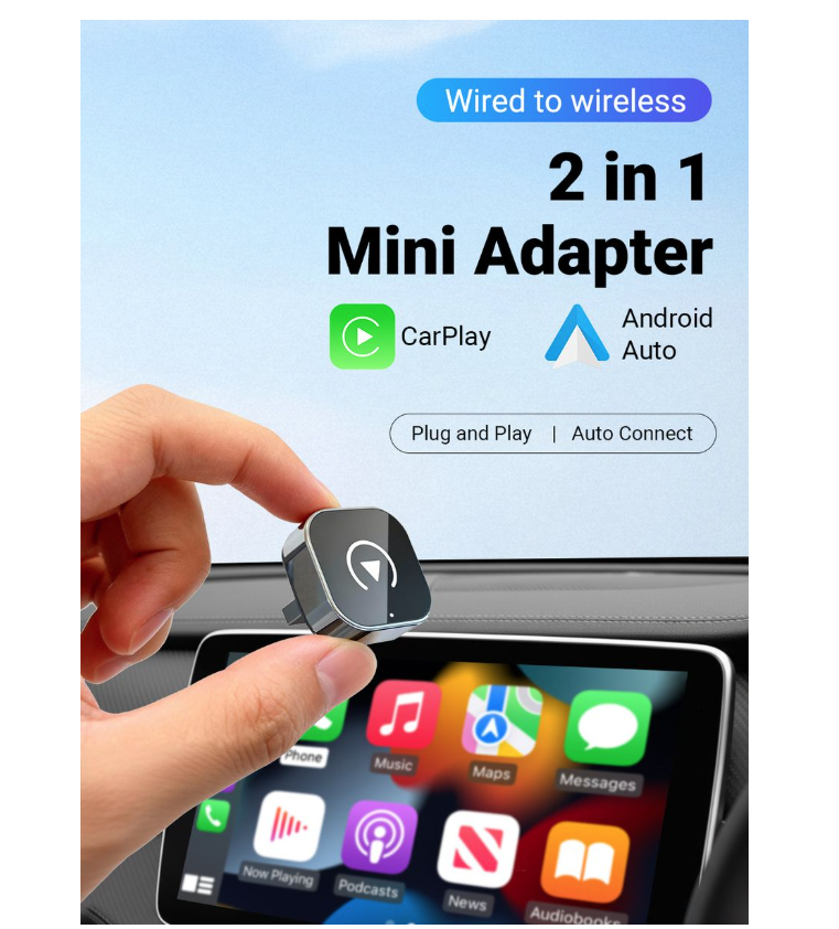 IPSTYLE 2in1 Mini Wireless CarPlay&Android Auto Adapter 5GHz WiFi