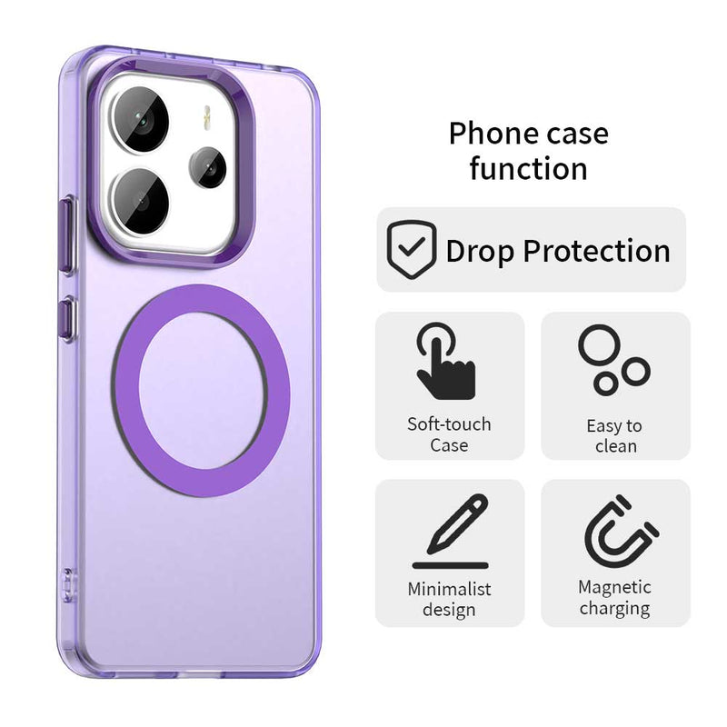 Phone Case for Xiaomi Redmi Note 14 4G, Compatible with Magsafe, Shockproof Magnetic Case Cover