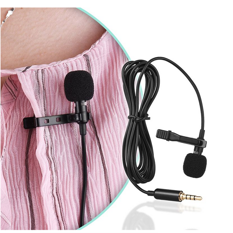 Portable 1.5m Lavalier Mini Microphone Condenser Clip-on Lapel Mic