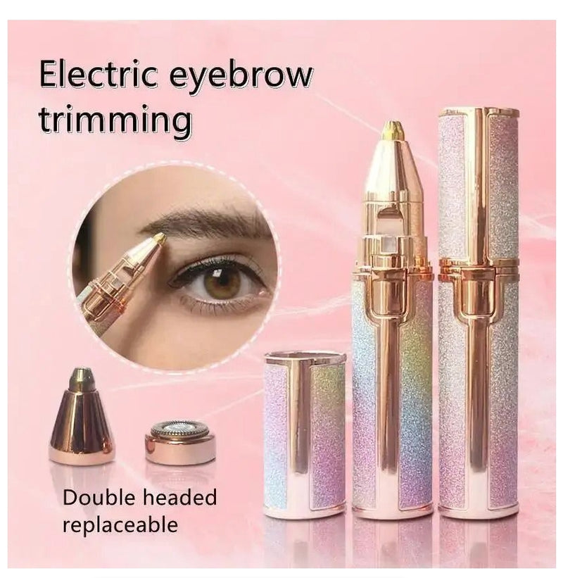 2 IN 1 Electric Epilator Eyebrow Trimmer Womans Body Facial Lip Epilator