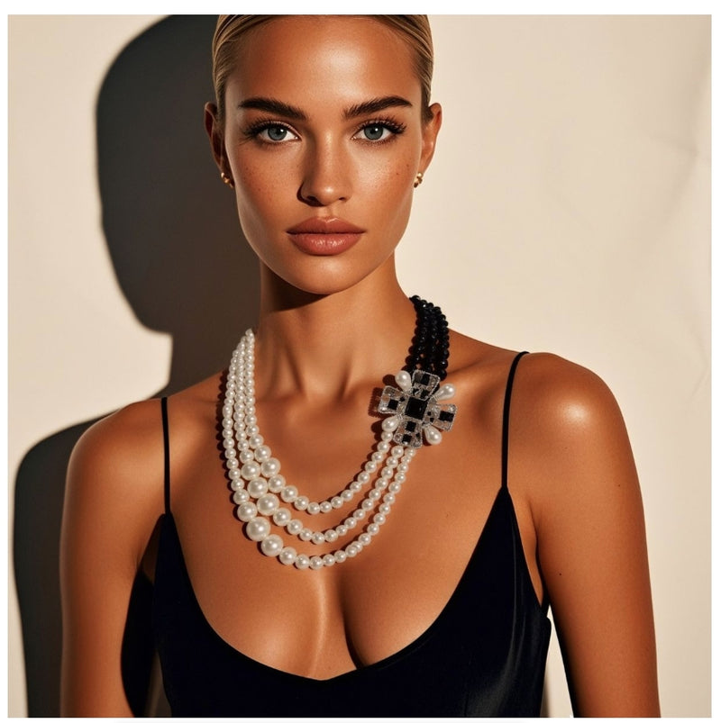 Fashion Multi-layer Pearl Necklace Elegant Temperament Light Luxury Jewelry