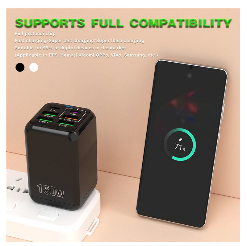 6 Ports Quick Charger Wall Adapter PD QC 3.0 USB C