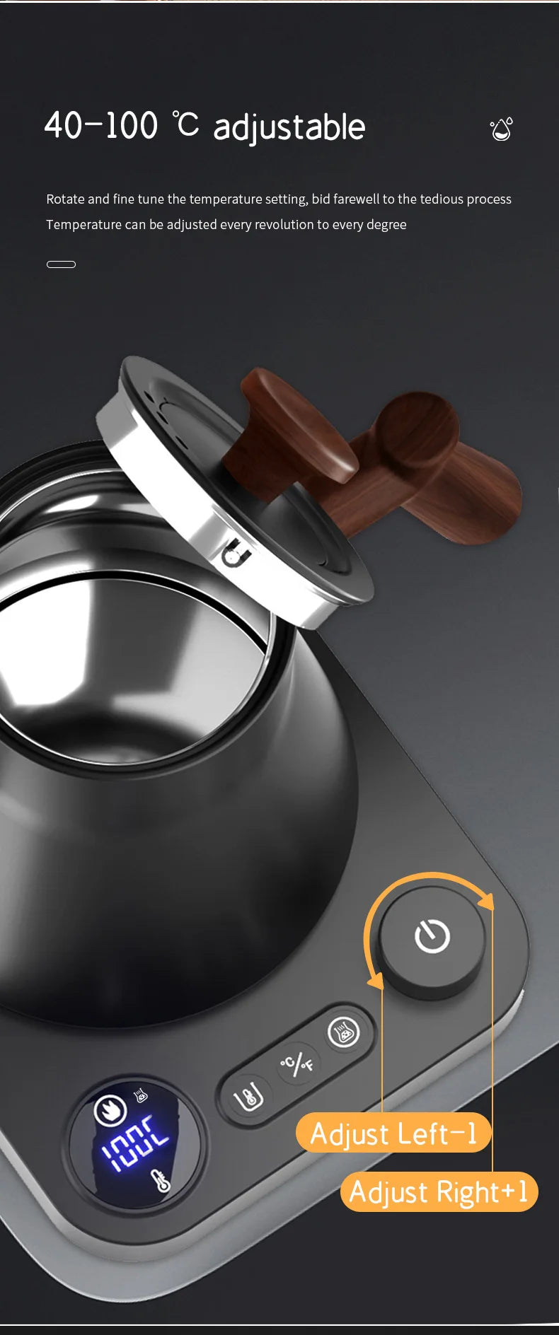 IPSTYLE Electric Gooseneck Kettle 900ML Hand Brew Coffee Pot Smart Teapot