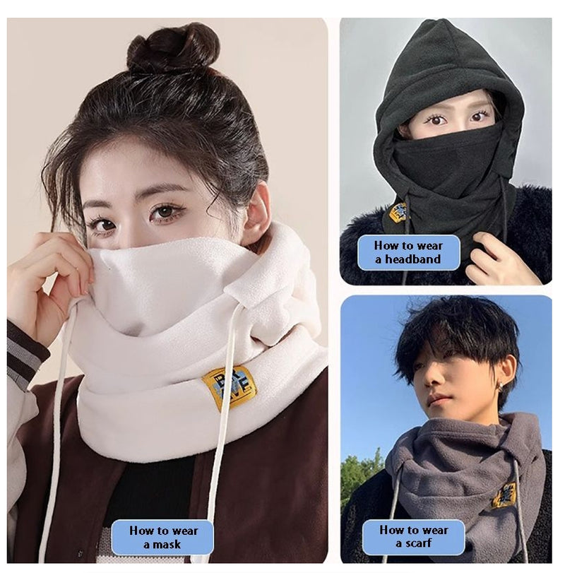 Winter Warm Hooded Hat Windproof Thickened Polar Fleece Ski Cycling Neck