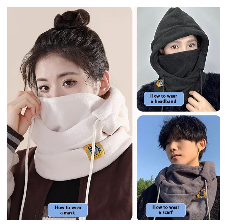 Winter Warm Hooded Hat Windproof Thickened Polar Fleece Ski Cycling Neck