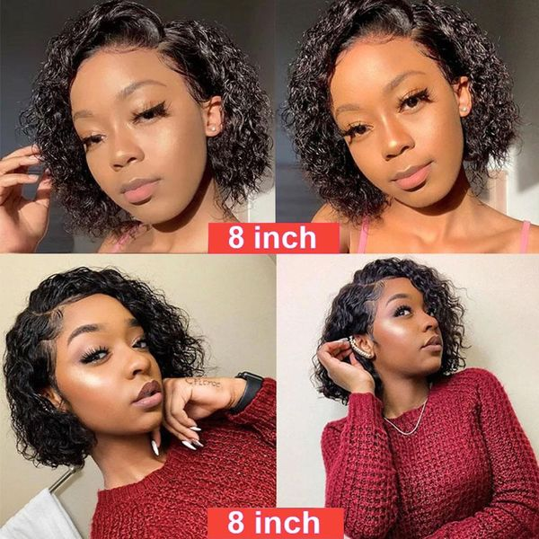 Waterwave Full Frontal Short Brazilian Human Hair Wig - 8inch