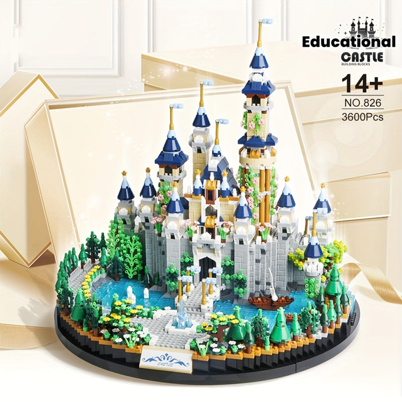 3600Pcs Fairy Tale Castle Building Blocks Set, Micro Diamond Bricks Model Kit, DIY Creative Toys for Kids Adults, Home Decor Display Gift