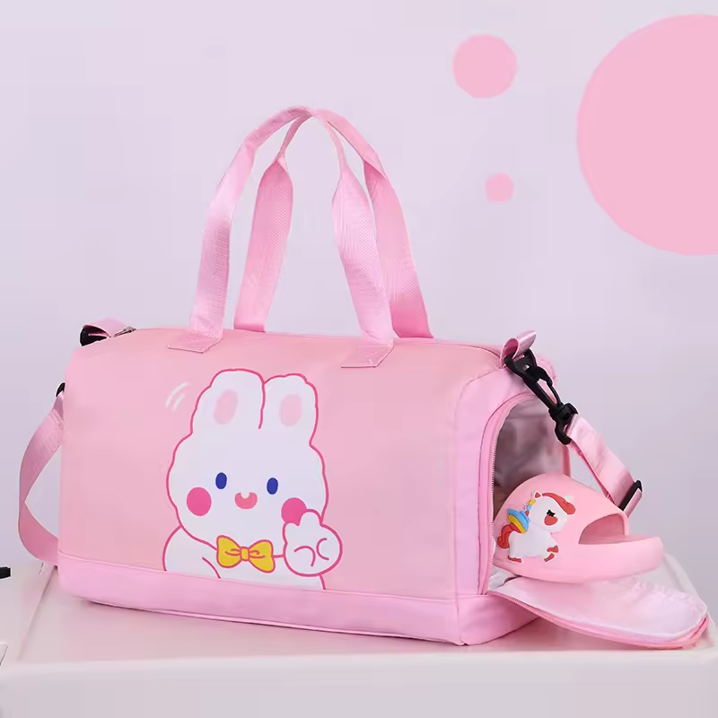 Kids Waterproof Swimming Backpack Colorful Cartoon Design Wet Dry Pockets Separate Shoe Storage Lightweight Beach Bag