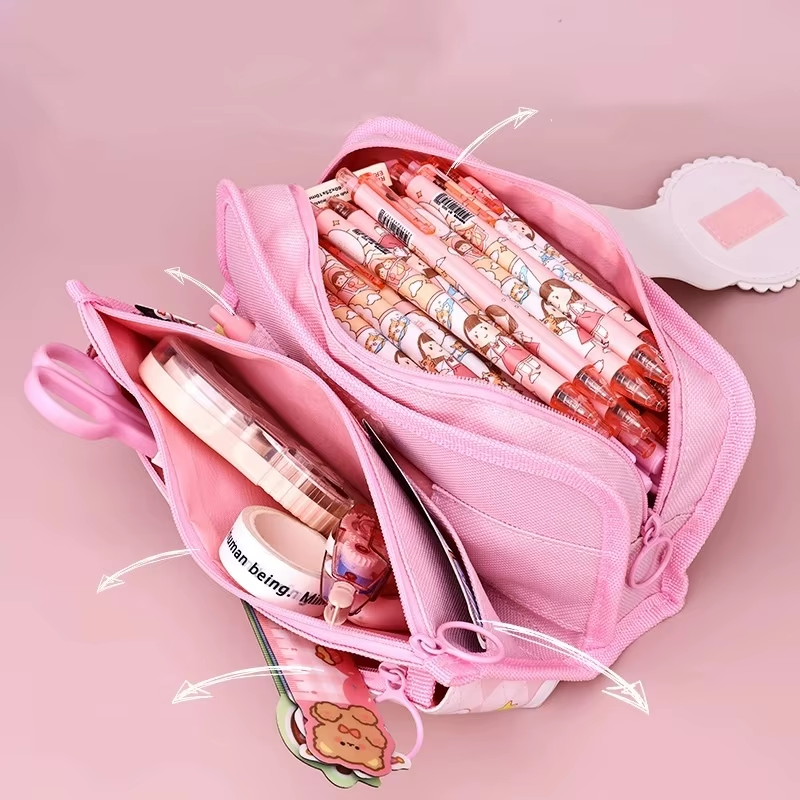 Skyward Multi-layer Cartoon Fabric Pencil Case Large Capacity Storage Multifunctional Student