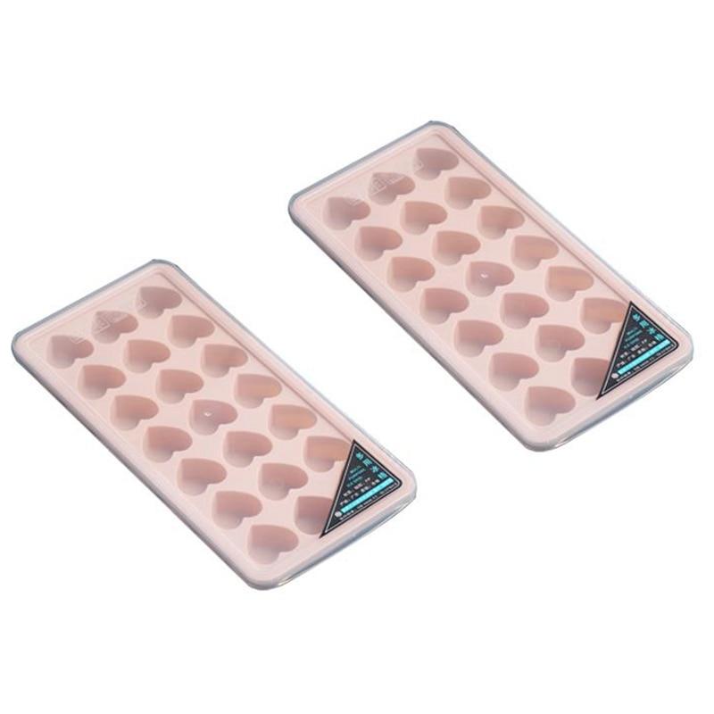 2pcs Silicone Heart Shaped Ice Tray 21 Ice Cube Mold with Removab