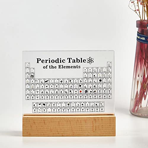 Periodic Table with Real Elements Inside, Acrylic Periodic Table Display with LED Light Base, Science Gifts for Students Teachers, Chemistry Lovers, Home Office Decor
