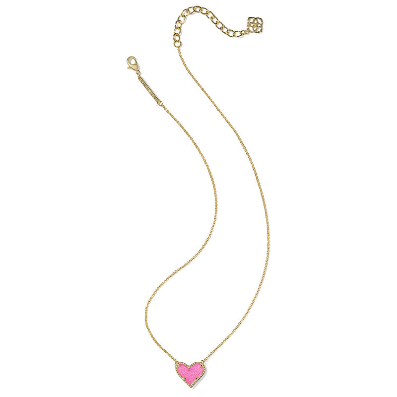 Dainty Druzy Heart Pendant Necklace for Women, 14K Gold Plated Dainty Chain Necklace, Cute Heart Jewelry Gift