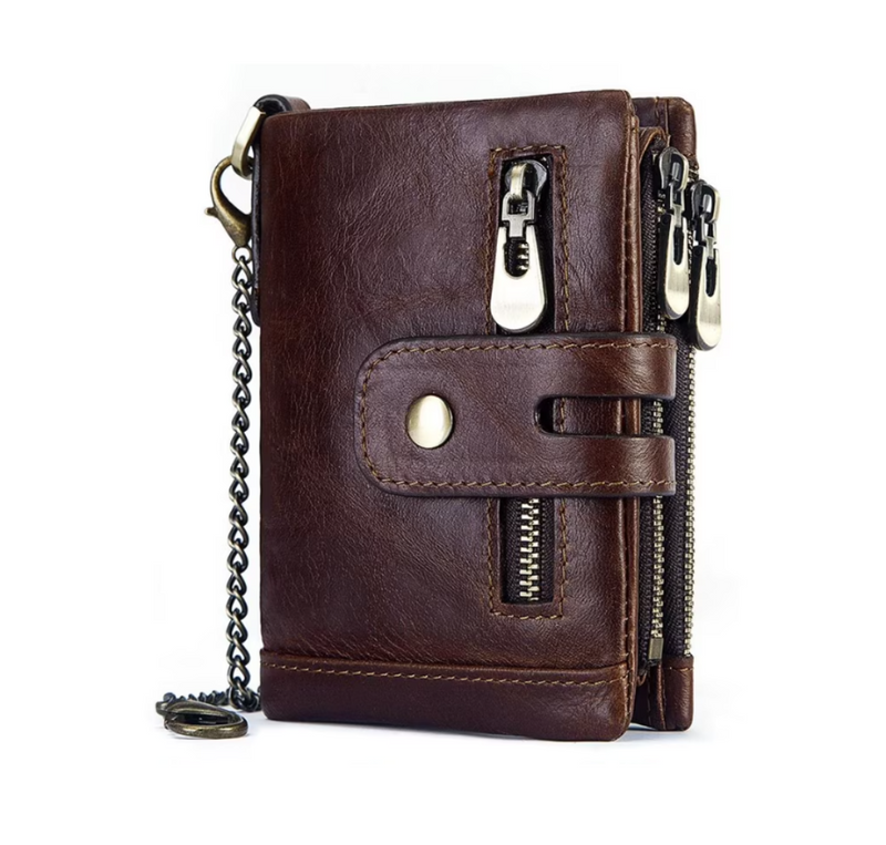 Leather Wallet and Zipper Coin Pocket Bifold Purse with 16 Credit Card