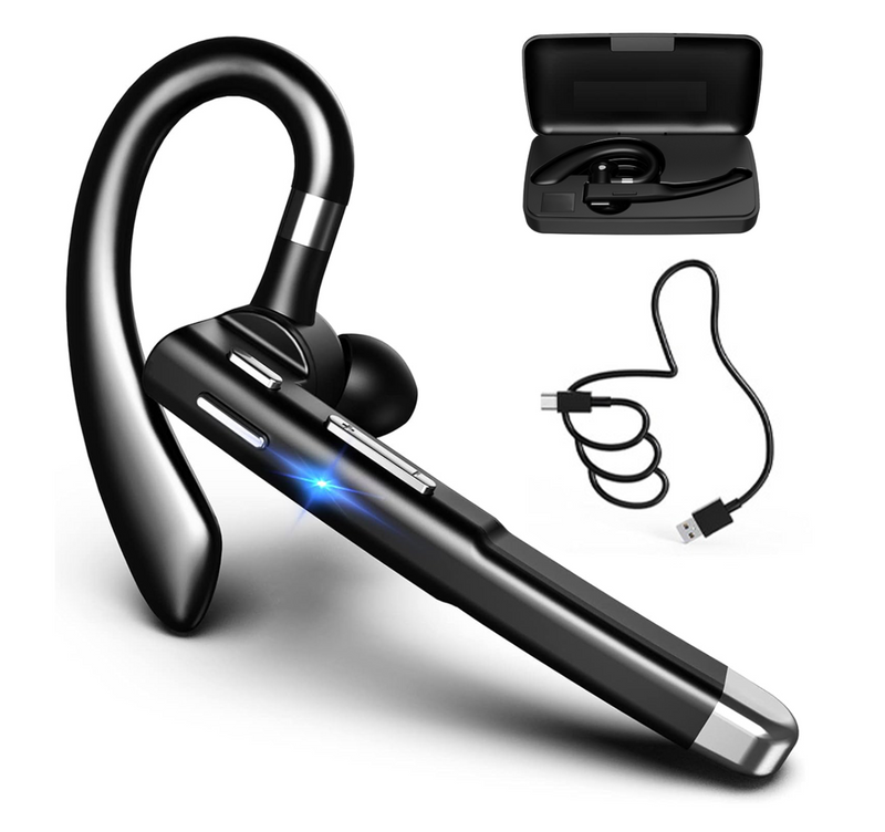 Bluetooth 5.1 Headset: 500Hr Standby, Rotatable Mic, LED Case
