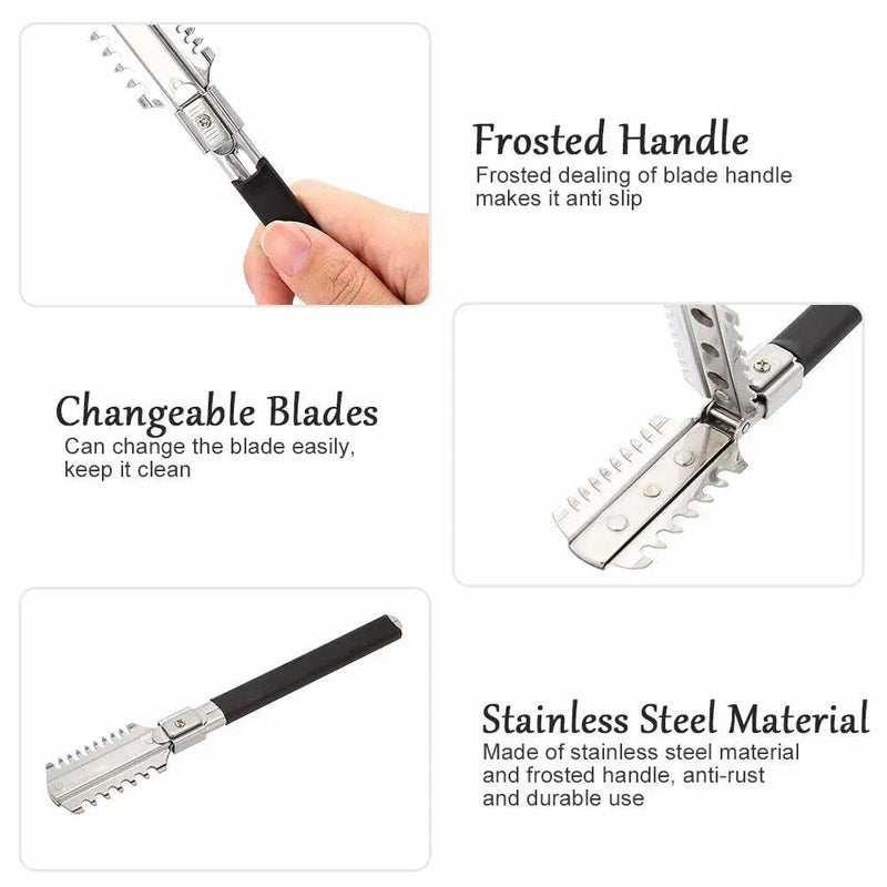 Double-Sided Hair Thinner Trimmer Razor Comb with 10 Replacement Blades