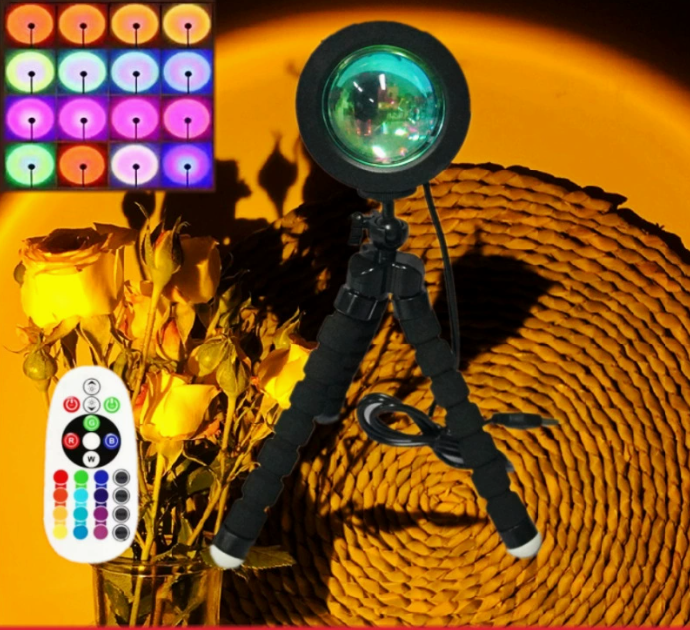 USB Powered Remote Control 16-Color Sunset Lamp/Projector
