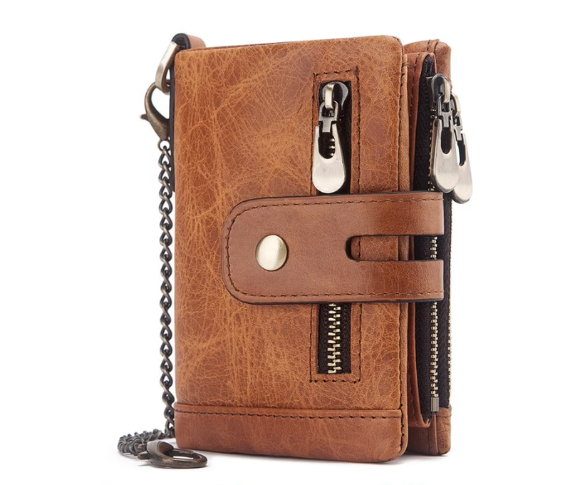 Leather Wallet and Zipper Coin Pocket Bifold Purse with 16 Credit Card