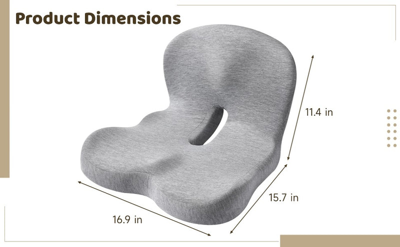 Ergonomic Memory Foam Seat Cushion with Back Support, Orthopedic Cushion for Office Chair, Car, Relieve Back & Hip Pain