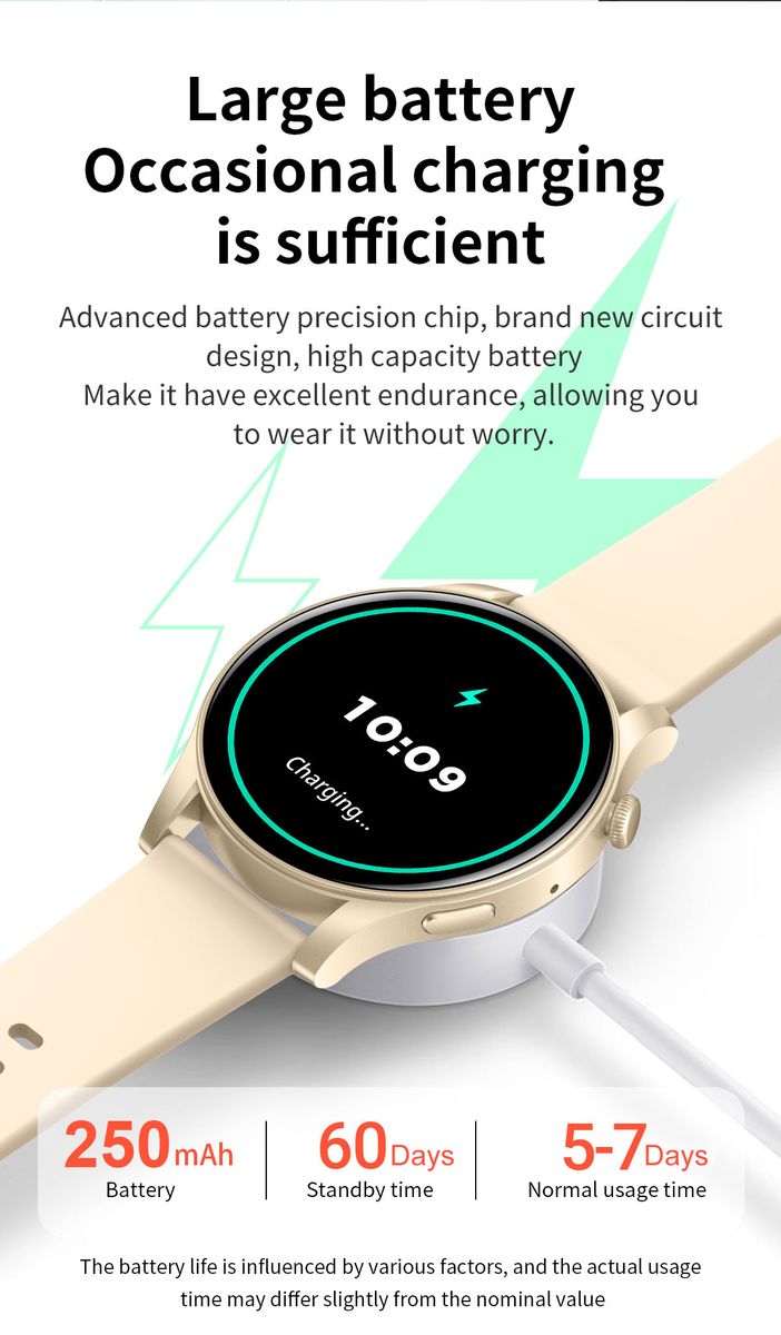 Smart Watch AMOLED Screen Fitness Tracker & Bluetooth Call - Silicone strap