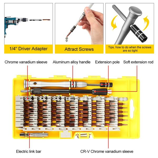 60 in 1 Magnetic Screwdriver Set Repair Tool Kit