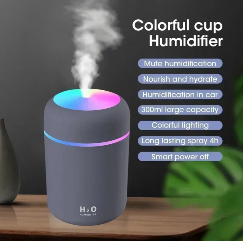 Air Humidifier USB Air Diffuser Colorful Light Quiet- 300 ML